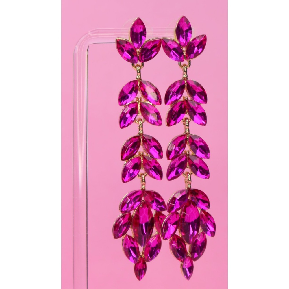 Fuchsia crystal drop earrings